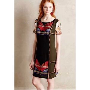 Anthropologie - Ranna Hill Embroidered Shift Dress with Keyhole Back